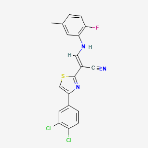 (2E)-2-[4-(3,4-dichlorophenyl)-1,3-thiazol-2-yl]-3-[(2-fluoro-5-methylphenyl)amino]prop-2-enenitrile