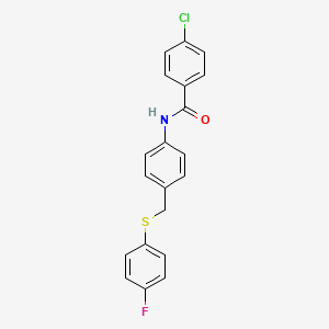 4-chloro-N-(4-{[(4-fluorophenyl)sulfanyl]methyl}phenyl)benzenecarboxamide