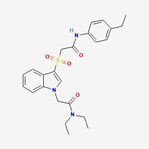 molecular formula C24H29N3O4S B2659764 N,N-diethyl-2-(3-((2-((4-ethylphenyl)amino)-2-oxoethyl)sulfonyl)-1H-indol-1-yl)acetamide CAS No. 878056-03-2