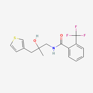 molecular formula C16H16F3NO2S B2659769 N-{2-hydroxy-2-[(thiophen-3-yl)methyl]propyl}-2-(trifluoromethyl)benzamide CAS No. 2097913-89-6