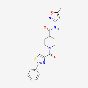 molecular formula C20H20N4O3S B2659778 N-(5-methyl-1,2-oxazol-3-yl)-1-(2-phenyl-1,3-thiazole-4-carbonyl)piperidine-4-carboxamide CAS No. 1226441-83-3