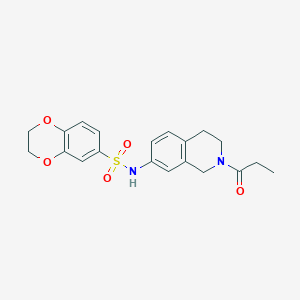molecular formula C20H22N2O5S B2659784 N-(2-propanoyl-1,2,3,4-tetrahydroisoquinolin-7-yl)-2,3-dihydro-1,4-benzodioxine-6-sulfonamide CAS No. 955750-59-1