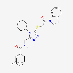 molecular formula C30H39N5O2S B2659786 N-[(4-cyclohexyl-5-{[2-(2,3-dihydro-1H-indol-1-yl)-2-oxoethyl]sulfanyl}-4H-1,2,4-triazol-3-yl)methyl]adamantane-1-carboxamide CAS No. 477304-30-6