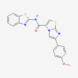 molecular formula C20H14N4O2S2 B2659796 N-(1,3-benzothiazol-2-yl)-6-(4-methoxyphenyl)imidazo[2,1-b][1,3]thiazole-3-carboxamide CAS No. 1021260-22-9