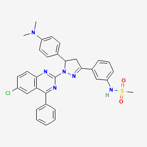 molecular formula C32H29ClN6O2S B2659798 N-(3-(1-(6-chloro-4-phenylquinazolin-2-yl)-5-(4-(dimethylamino)phenyl)-4,5-dihydro-1H-pyrazol-3-yl)phenyl)methanesulfonamide CAS No. 865616-60-0