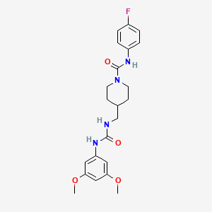 molecular formula C22H27FN4O4 B2659809 4-((3-(3,5-二甲氧基苯基)脲基)甲基)-N-(4-氟苯基)哌啶-1-甲酰胺 CAS No. 1235625-12-3
