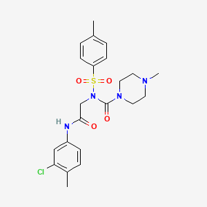 molecular formula C22H27ClN4O4S B2659810 N-(2-((3-chloro-4-methylphenyl)amino)-2-oxoethyl)-4-methyl-N-tosylpiperazine-1-carboxamide CAS No. 887196-93-2