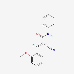 molecular formula C18H16N2O2 B2659813 (E)-2-cyano-3-(2-methoxyphenyl)-N-(p-tolyl)acrylamide CAS No. 312633-57-1