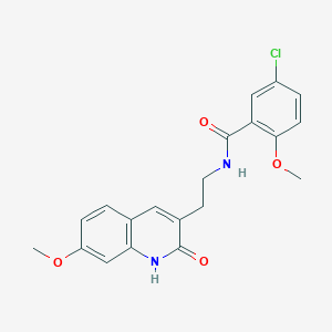 molecular formula C20H19ClN2O4 B2659820 5-氯-2-甲氧基-N-[2-(7-甲氧基-2-氧代-1H-喹啉-3-基)乙基]苯甲酰胺 CAS No. 851405-61-3