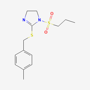 molecular formula C14H20N2O2S2 B2659822 2-((4-methylbenzyl)thio)-1-(propylsulfonyl)-4,5-dihydro-1H-imidazole CAS No. 868218-01-3