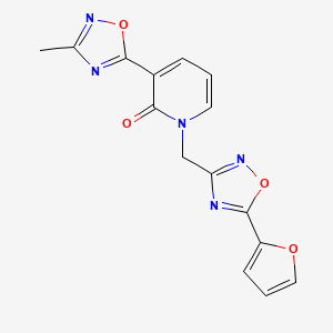 molecular formula C15H11N5O4 B2659823 1-{[5-(2-furyl)-1,2,4-oxadiazol-3-yl]methyl}-3-(3-methyl-1,2,4-oxadiazol-5-yl)pyridin-2(1H)-one CAS No. 1396858-55-1