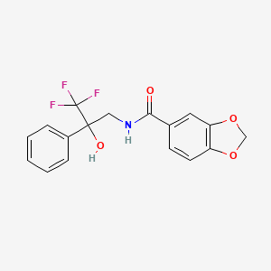 molecular formula C17H14F3NO4 B2659825 N-(3,3,3-trifluoro-2-hydroxy-2-phenylpropyl)benzo[d][1,3]dioxole-5-carboxamide CAS No. 1351661-86-3