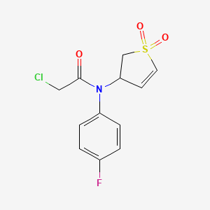 molecular formula C12H11ClFNO3S B2659826 2-氯-N-(1,1-二氧代-2,3-二氢-1lambda6-噻吩-3-基)-N-(4-氟苯基)乙酰胺 CAS No. 928001-95-0