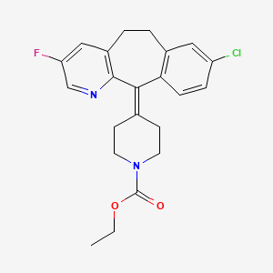 molecular formula C22H22ClFN2O2 B2659847 Ethyl 4-{13-chloro-6-fluoro-4-azatricyclo[9.4.0.0^{3,8}]pentadeca-1(11),3(8),4,6,12,14-hexaen-2-ylidene}piperidine-1-carboxylate CAS No. 183483-04-7