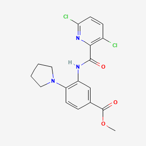 molecular formula C18H17Cl2N3O3 B2659884 Methyl 3-(3,6-dichloropyridine-2-amido)-4-(pyrrolidin-1-yl)benzoate CAS No. 1326526-44-6