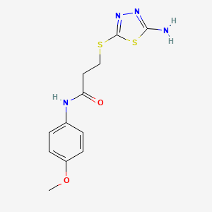 molecular formula C12H14N4O2S2 B2659892 3-[(5-amino-1,3,4-thiadiazol-2-yl)thio]-N-(4-methoxyphenyl)propanamide CAS No. 889947-81-3