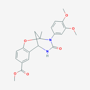 molecular formula C21H22N2O6 B2659974 methyl 10-(3,4-dimethoxyphenyl)-9-methyl-11-oxo-8-oxa-10,12-diazatricyclo[7.3.1.0^{2,7}]trideca-2,4,6-triene-4-carboxylate CAS No. 899962-64-2