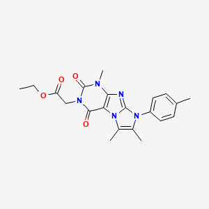 molecular formula C21H23N5O4 B2660009 ethyl 2-(1,6,7-trimethyl-2,4-dioxo-8-(p-tolyl)-1H-imidazo[2,1-f]purin-3(2H,4H,8H)-yl)acetate CAS No. 877644-71-8