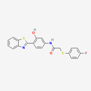 molecular formula C21H15FN2O2S2 B2660014 N-(4-(benzo[d]thiazol-2-yl)-3-hydroxyphenyl)-2-((4-fluorophenyl)thio)acetamide CAS No. 896342-21-5