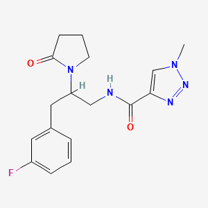 molecular formula C17H20FN5O2 B2660028 N-(3-(3-fluorophenyl)-2-(2-oxopyrrolidin-1-yl)propyl)-1-methyl-1H-1,2,3-triazole-4-carboxamide CAS No. 1421509-61-6
