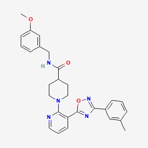 molecular formula C28H29N5O3 B2660036 N-[(3-methoxyphenyl)methyl]-1-{3-[3-(3-methylphenyl)-1,2,4-oxadiazol-5-yl]pyridin-2-yl}piperidine-4-carboxamide CAS No. 1189682-74-3
