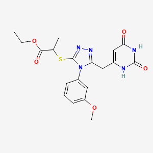 molecular formula C19H21N5O5S B2660041 ethyl 2-((5-((2,6-dioxo-1,2,3,6-tetrahydropyrimidin-4-yl)methyl)-4-(3-methoxyphenyl)-4H-1,2,4-triazol-3-yl)thio)propanoate CAS No. 852152-70-6