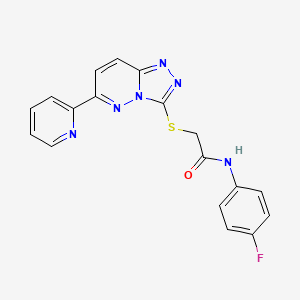 molecular formula C18H13FN6OS B2660042 N-(4-fluorophenyl)-2-{[6-(pyridin-2-yl)-[1,2,4]triazolo[4,3-b]pyridazin-3-yl]sulfanyl}acetamide CAS No. 891103-96-1
