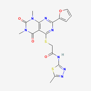2-((2-(furan-2-yl)-6,8-dimethyl-5,7-dioxo-5,6,7,8-tetrahydropyrimido[4,5-d]pyrimidin-4-yl)thio)-N-(5-methyl-1,3,4-thiadiazol-2-yl)acetamide