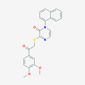 molecular formula C24H20N2O4S B2660074 3-((2-(3,4-dimethoxyphenyl)-2-oxoethyl)thio)-1-(naphthalen-1-yl)pyrazin-2(1H)-one CAS No. 946293-70-5