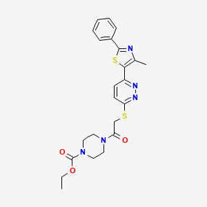 molecular formula C23H25N5O3S2 B2660076 ETHYL 4-(2-{[6-(4-METHYL-2-PHENYL-1,3-THIAZOL-5-YL)PYRIDAZIN-3-YL]SULFANYL}ACETYL)PIPERAZINE-1-CARBOXYLATE CAS No. 892416-34-1