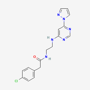 molecular formula C17H17ClN6O B2660079 N-(2-((6-(1H-pyrazol-1-yl)pyrimidin-4-yl)amino)ethyl)-2-(4-chlorophenyl)acetamide CAS No. 1170363-91-3