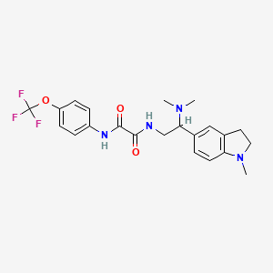 molecular formula C22H25F3N4O3 B2660081 N-[2-(dimethylamino)-2-(1-methyl-2,3-dihydro-1H-indol-5-yl)ethyl]-N'-[4-(trifluoromethoxy)phenyl]ethanediamide CAS No. 921896-92-6