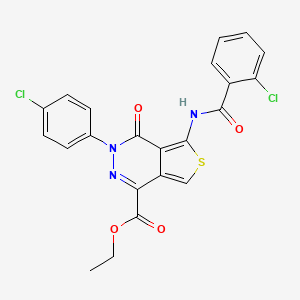molecular formula C22H15Cl2N3O4S B2660089 ethyl 5-(2-chlorobenzamido)-3-(4-chlorophenyl)-4-oxo-3H,4H-thieno[3,4-d]pyridazine-1-carboxylate CAS No. 851950-42-0