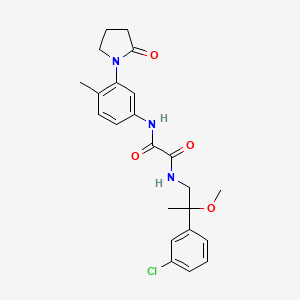 molecular formula C23H26ClN3O4 B2660127 N'-[2-(3-chlorophenyl)-2-methoxypropyl]-N-[4-methyl-3-(2-oxopyrrolidin-1-yl)phenyl]ethanediamide CAS No. 1798512-36-3