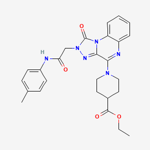 molecular formula C26H28N6O4 B2660132 ethyl 1-(2-{[(4-methylphenyl)carbamoyl]methyl}-1-oxo-1H,2H-[1,2,4]triazolo[4,3-a]quinoxalin-4-yl)piperidine-4-carboxylate CAS No. 1185137-86-3