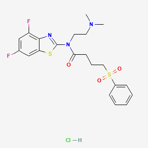 molecular formula C21H24ClF2N3O3S2 B2660176 4-(BENZENESULFONYL)-N-(4,6-DIFLUORO-1,3-BENZOTHIAZOL-2-YL)-N-[2-(DIMETHYLAMINO)ETHYL]BUTANAMIDE HYDROCHLORIDE CAS No. 1216596-97-2