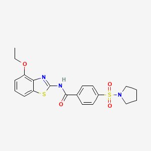 molecular formula C20H21N3O4S2 B2660268 N-(4-ethoxybenzo[d]thiazol-2-yl)-4-(pyrrolidin-1-ylsulfonyl)benzamide CAS No. 306289-73-6