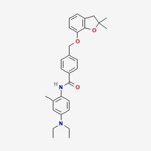 molecular formula C29H34N2O3 B2660278 N-(4-(diethylamino)-2-methylphenyl)-4-(((2,2-dimethyl-2,3-dihydrobenzofuran-7-yl)oxy)methyl)benzamide CAS No. 921514-75-2