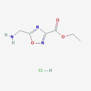 molecular formula C6H10ClN3O3 B2660299 5-Aminomethyl-[1,2,4]oxadiazole-3-carboxylic acid ethyl ester CAS No. 612511-72-5