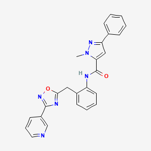 1-methyl-3-phenyl-N-(2-((3-(pyridin-3-yl)-1,2,4-oxadiazol-5-yl)methyl)phenyl)-1H-pyrazole-5-carboxamide