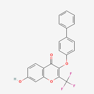 molecular formula C22H13F3O4 B2660399 7-Hydroxy-3-(4-phenylphenoxy)-2-(trifluoromethyl)chromen-4-one CAS No. 430470-51-2