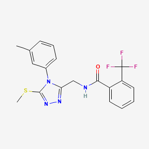 molecular formula C19H17F3N4OS B2660417 N-((5-(methylthio)-4-(m-tolyl)-4H-1,2,4-triazol-3-yl)methyl)-2-(trifluoromethyl)benzamide CAS No. 391938-64-0