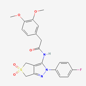 2-(3,4-dimethoxyphenyl)-N-[2-(4-fluorophenyl)-5,5-dioxo-4,6-dihydrothieno[3,4-c]pyrazol-3-yl]acetamide