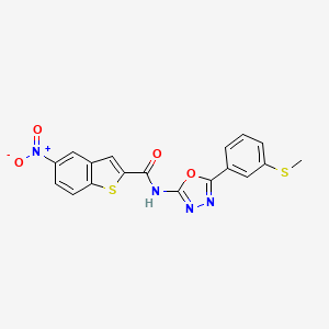 molecular formula C18H12N4O4S2 B2660422 N-(5-(3-(methylthio)phenyl)-1,3,4-oxadiazol-2-yl)-5-nitrobenzo[b]thiophene-2-carboxamide CAS No. 898449-64-4