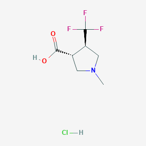 molecular formula C7H11ClF3NO2 B2660423 rac-(3R,4R)-1-methyl-4-(trifluoromethyl)pyrrolidine-3-carboxylic acid hydrochloride CAS No. 1938854-09-1