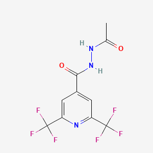 molecular formula C10H7F6N3O2 B2660429 N'-acetyl-2,6-bis(trifluoromethyl)pyridine-4-carbohydrazide CAS No. 1092346-48-9