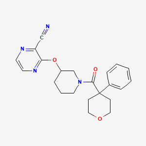 3-((1-(4-phenyltetrahydro-2H-pyran-4-carbonyl)piperidin-3-yl)oxy)pyrazine-2-carbonitrile
