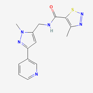 4-methyl-N-((1-methyl-3-(pyridin-3-yl)-1H-pyrazol-5-yl)methyl)-1,2,3-thiadiazole-5-carboxamide