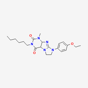 molecular formula C22H29N5O3 B2660466 8-(4-ethoxyphenyl)-3-hexyl-1-methyl-1H,2H,3H,4H,6H,7H,8H-imidazo[1,2-g]purine-2,4-dione CAS No. 893952-27-7