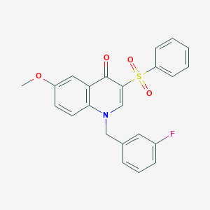 molecular formula C23H18FNO4S B2660473 1-(3-fluorobenzyl)-6-methoxy-3-(phenylsulfonyl)quinolin-4(1H)-one CAS No. 866726-13-8